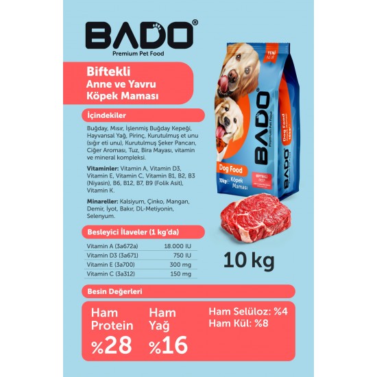 Bado Anne Yavru Köpek Maması Biftekli 10 Kg Bado Anne Yavru Köpek Maması Biftekli 10 Kg