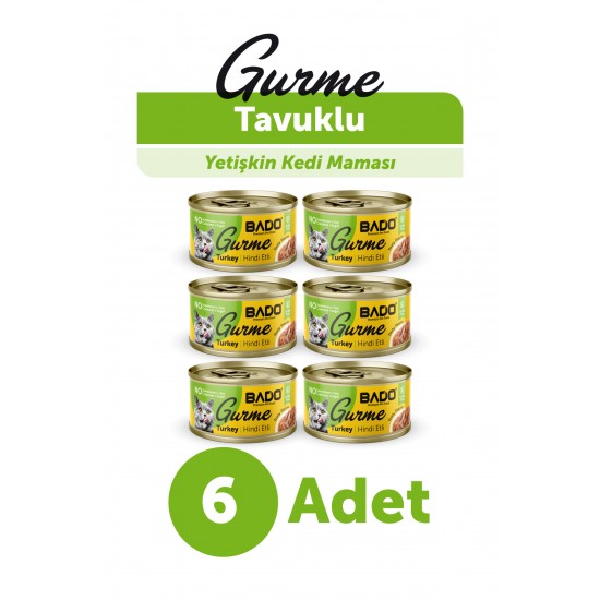 BADO GURME YAŞ YETİŞKİN KEDİ MAMASI HİNDİ ETLİ 85 GR 6 ADET