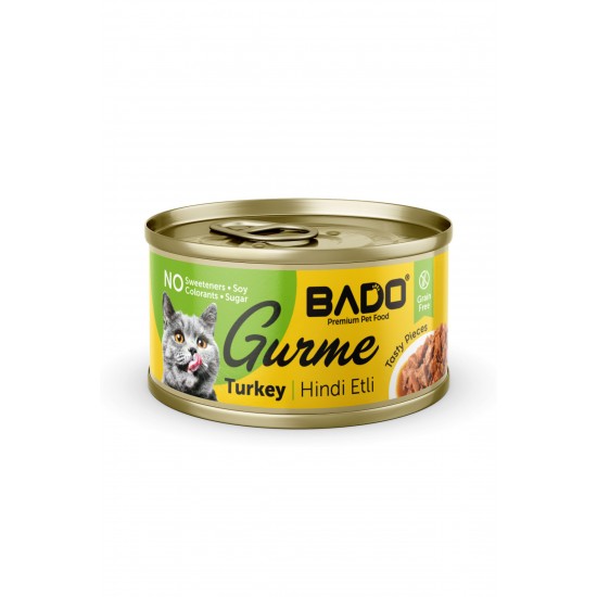 BADO GURME YAŞ YETİŞKİN KEDİ MAMASI HİNDİ ETLİ 85 GR 12 ADET