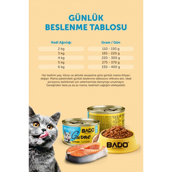 BADO GURME YAŞ YETİŞKİN KEDİ MAMASI SOMONLU 85 GR 6 ADET