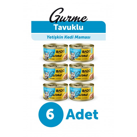 BADO GURME YAŞ YETİŞKİN KEDİ MAMASI SOMONLU 85 GR 6 ADET