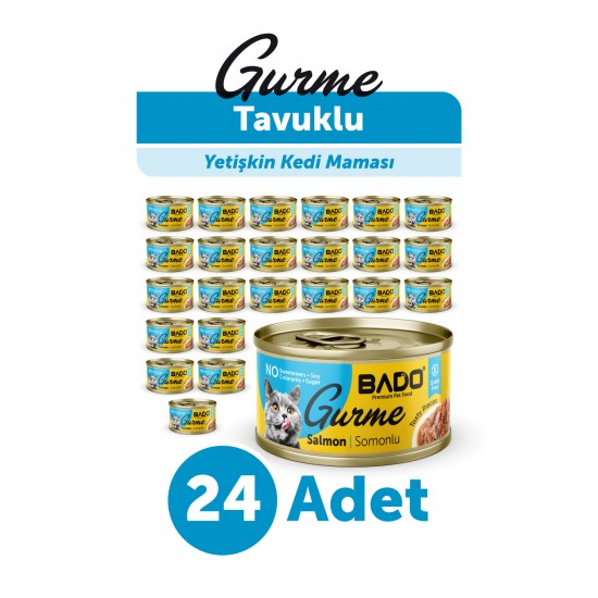 BADO GURME YAŞ YETİŞKİN KEDİ MAMASI SOMONLU 85 GR 24 ADET