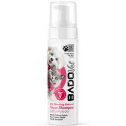 Bado Kediler ve Köpekler İçin Bebek Pudrası Kokulu Kuru Yıkama Doğal Köpük Şampuan 200 Ml