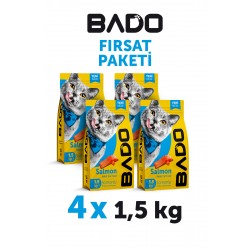 Bado Yetişkin Kedi Maması Somonlu 1,5 Kg 4'lü
