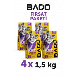 Bado Yetişkin Kedi Maması Tavuk Etli 1,5 Kg 4'lü