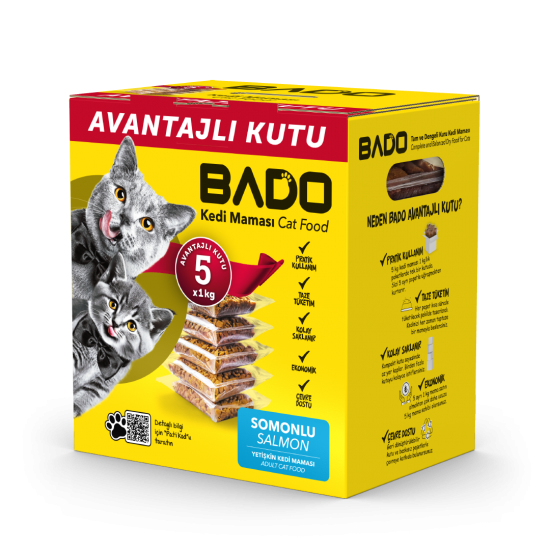 Bado Yetişkin Kedi Maması Somonlu 5x1kg Bado Yetişkin Kedi Maması Somonlu 5x1kg