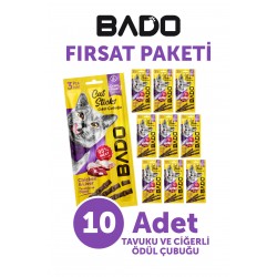 Bado Kedi Ödül Çubuğu Tavuk ve Ciğerli 3x5gr 10Lu Bado Kedi Ödül Çubuğu Tavuk ve Ciğerli 3x5gr 10Lu