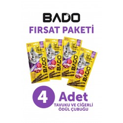 Bado Kedi Ödül Çubuğu Tavuk ve Ciğerli 3x5gr 4Lü Bado Kedi Ödül Çubuğu Tavuk ve Ciğerli 3x5gr 4Lü