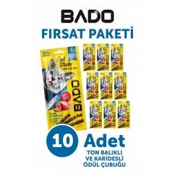 Bado Kedi Ödül Çubuğu Ton Balıklı ve Karidesli 3x5gr 10Lu