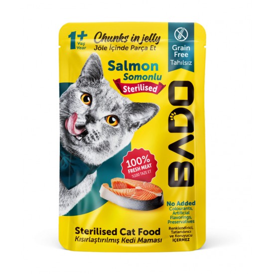 Bado Kısırlaştırılmış Yaş Kedi Maması Parça Etli 85GR Bado Kısırlaştırılmış Yaş Kedi Maması Parça Etli 85GR