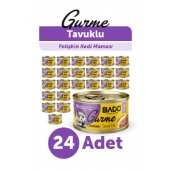 BADO GURME YAŞ YETİŞKİN KEDİ MAMASI TAVUKLU 85 GR 24 ADET