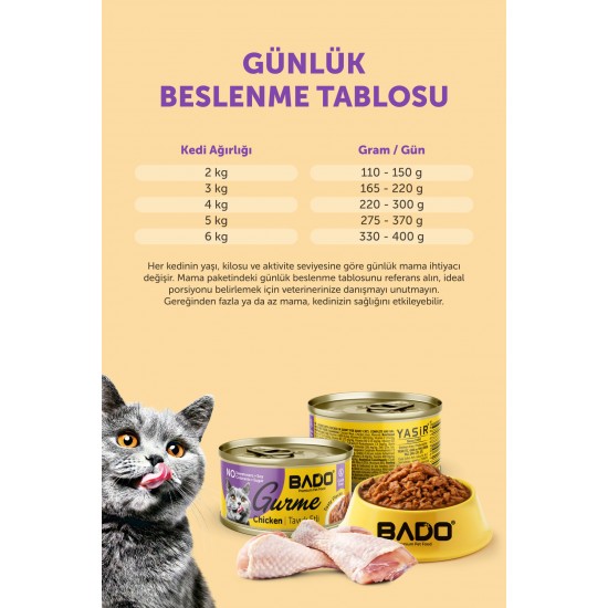 BADO GURME YAŞ YETİŞKİN KEDİ MAMASI TAVUKLU 85 GR 6 ADET