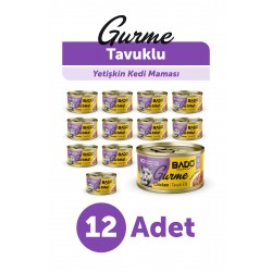 BADO GURME YAŞ YETİŞKİN KEDİ MAMASI TAVUKLU 85 GR 12 ADET