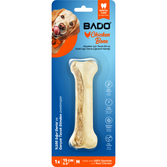 Bado Tavuklu Çiğneme Kemiği 15 Cm 1Li Bado Tavuklu Çiğneme Kemiği 15 Cm 1Li