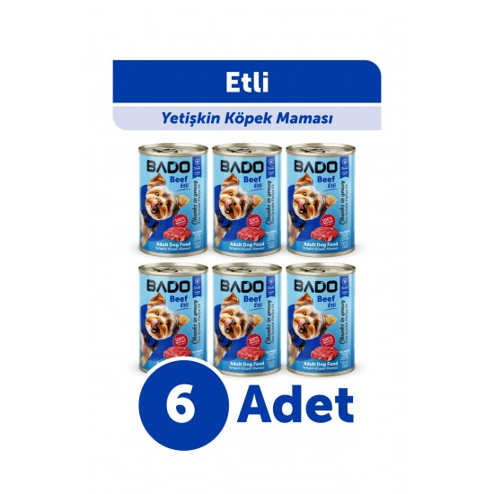 Bado Yaş Köpek Maması Etli Biftekli 400Gr 6Lı