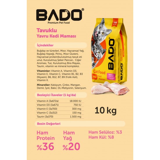 Bado Yavru Kedi Maması Tavuk 10 Kg