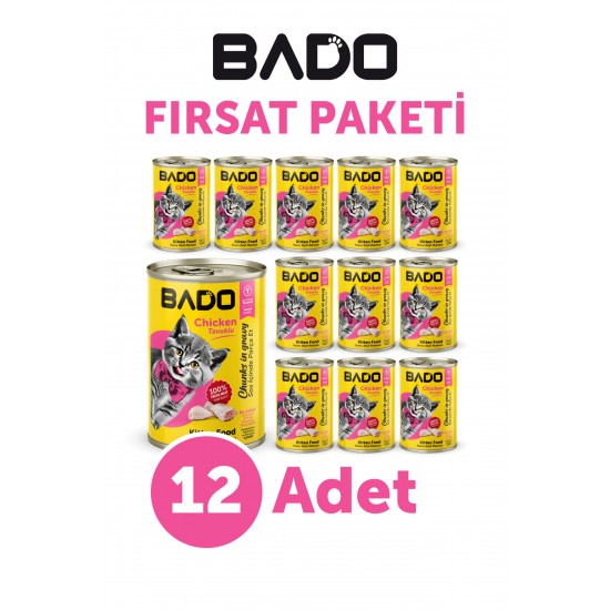 Bado Yavru Kedi Yaş Maması Tavuk Etli 400GR 12Li Bado Yavru Kedi Yaş Maması Tavuk Etli 400GR 12Li