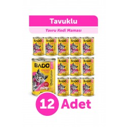 Bado Yavru Kedi Yaş Maması Tavuk Etli 400GR 12Li