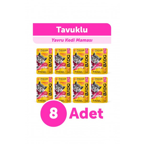 Bado Yavru Yaş Kedi Maması Tavuk Etli 85Gr 8'li