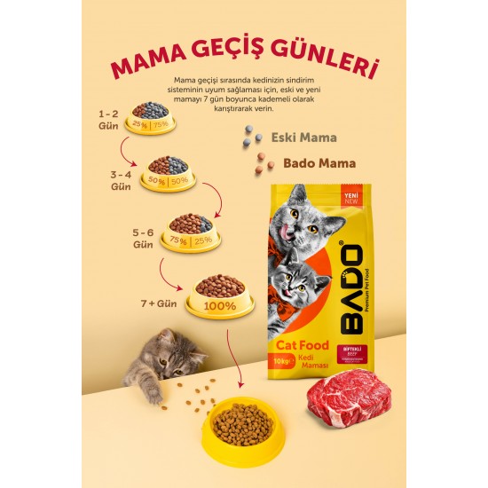 Bado Yetişkin Kedi Maması Etli 10 Kg Bado Yetişkin Kedi Maması Etli 10 Kg
