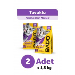 Bado Yetişkin Kedi Maması Tavuk Etli 1,5 Kg 2'li