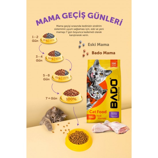 Bado Yetişkin Kedi Maması Tavuklu 10 Kg Bado Yetişkin Kedi Maması Tavuklu 10 Kg