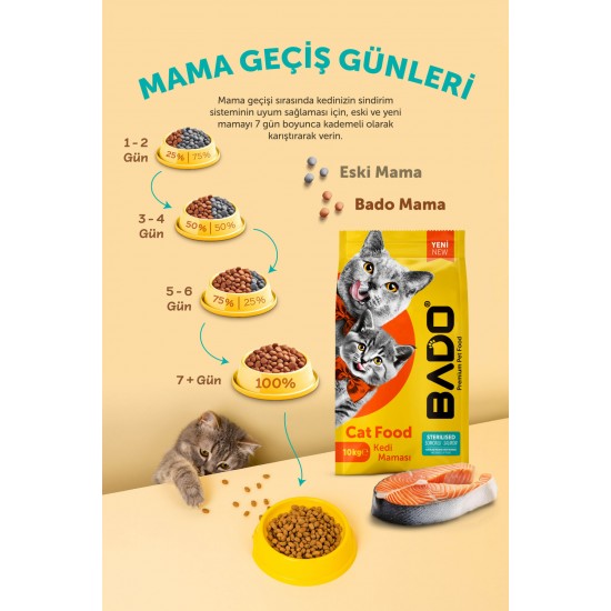 Bado Yetişkin Kısır Kedi Maması Somonlu 10 Kg Bado Yetişkin Kısır Kedi Maması Somonlu 10 Kg