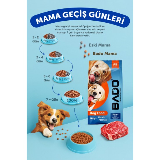 Bado Yetişkin Köpek Maması Biftekli 10 Kg Bado Yetişkin Köpek Maması Biftekli 10 Kg