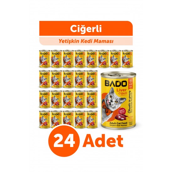 Bado Yetişkin Yaş Kedi Maması Ciğerli 400GR 24lü