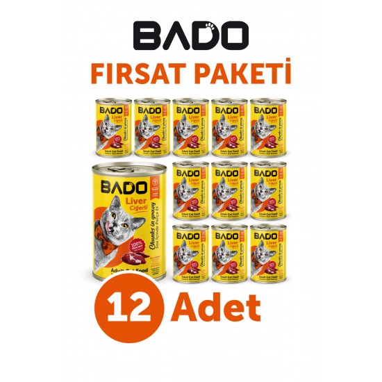 Bado Yetişkin Yaş Kedi Maması Ciğerli 400GR 12Li Bado Yetişkin Yaş Kedi Maması Ciğerli 400GR 12Li