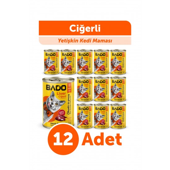 Bado Yetişkin Yaş Kedi Maması Ciğerli 400GR 12Li Bado Yetişkin Yaş Kedi Maması Ciğerli 400GR 12Li