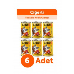 Bado Yetişkin Yaş Kedi Maması Ciğerli 400GR 6Lı Bado Yetişkin Yaş Kedi Maması Ciğerli 400GR 6Lı