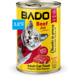 Bado Yetişkin Yaş Kedi Maması Etli Biftekli 400Gr 12'li Bado Yetişkin Yaş Kedi Maması Etli Biftekli 400Gr 12'li