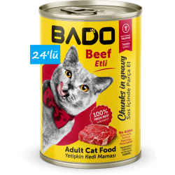 Bado Yetişkin Yaş Kedi Maması Etli Biftekli 400Gr 24'lü Bado Yetişkin Yaş Kedi Maması Etli Biftekli 400Gr 24'lü