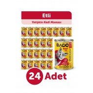 Bado Yetişkin Yaş Kedi Maması Etli Biftekli 400Gr 24'lü