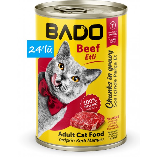 Bado Yetişkin Yaş Kedi Maması Etli Biftekli 400Gr 36'lı
