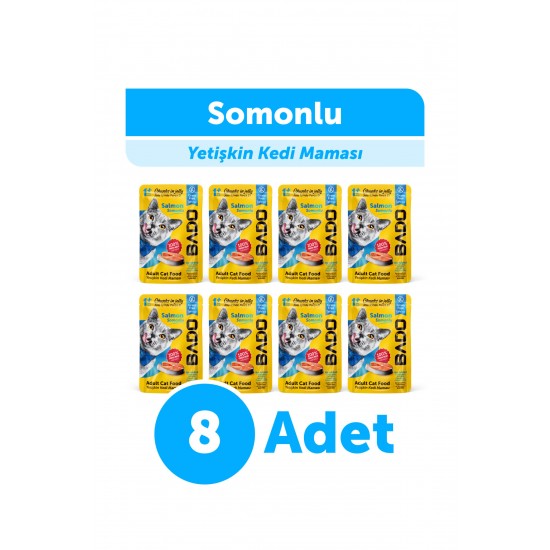 Bado Yetişkin Yaş Kedi Maması Somonlu 85Gr 8'li