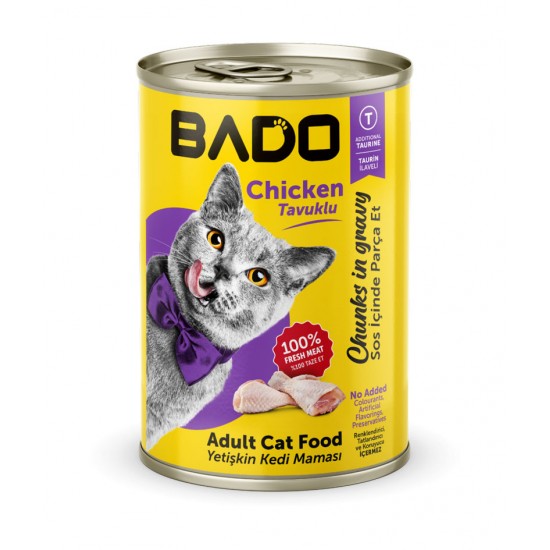 Bado Yetişkin Yaş Kedi Maması Tavuk Etli 400GR Bado Yetişkin Yaş Kedi Maması Tavuk Etli 400GR