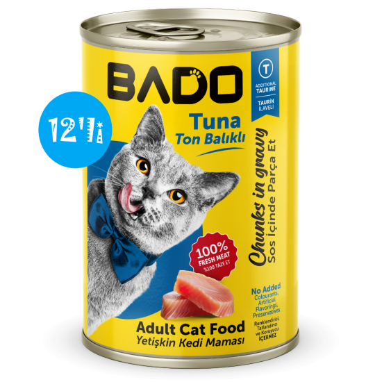 Bado Yetişkin Yaş Kedi Maması Ton Balıklı 400Gr 12'li Bado Yetişkin Yaş Kedi Maması Ton Balıklı 400Gr 12'li