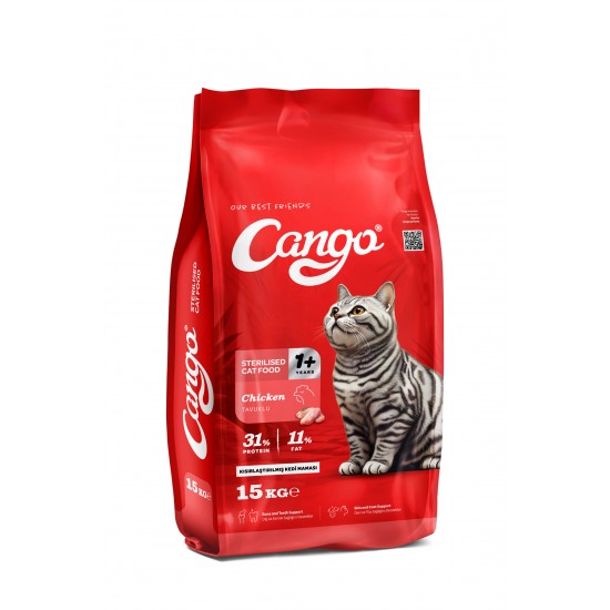 Cango Kısırlaştırılmış Steril Kedi Maması Tavuk Etli 15KG