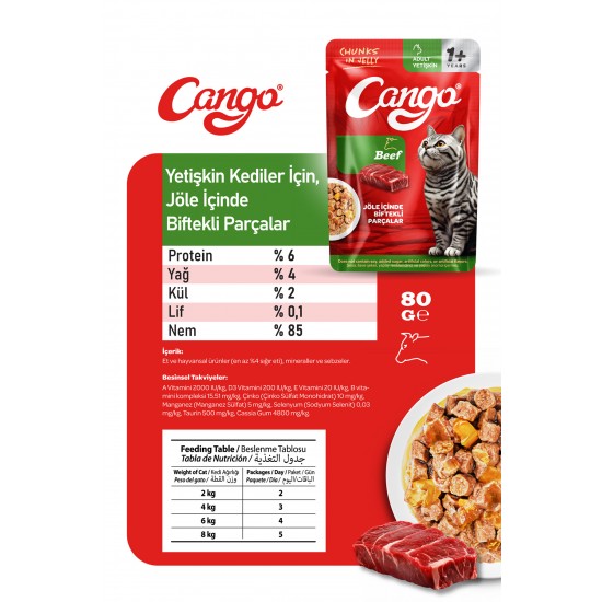 Cango Yaş Yetişkin Kedi Maması Etli Biftekli 80 GR
