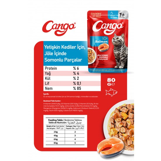 Cango Yaş Yetişkin Kedi Maması Somonlu 80 GR