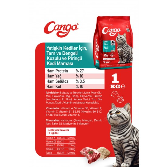 Cango Yetişkin Kedi Maması Kuzu Etli 1KG Cango Yetişkin Kedi Maması Kuzu Etli 1KG