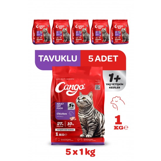 Cango Yetişkin Kedi Maması Tavuk Etli 1 Kg 5'li