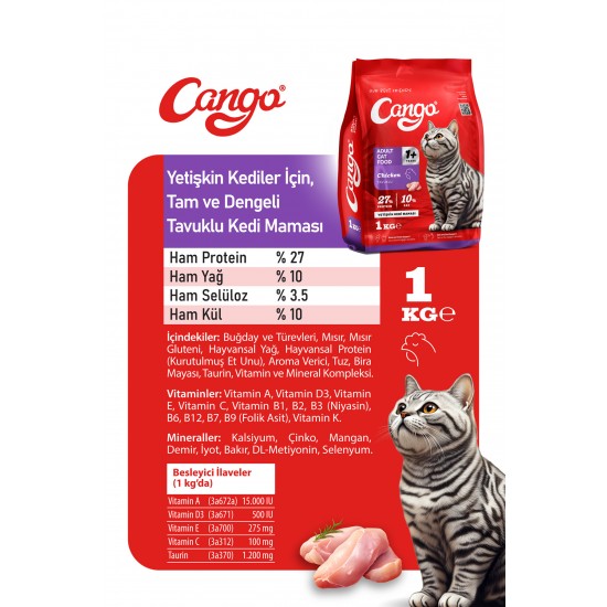 Cango Yetişkin Kedi Maması Tavuk Etli 1 Kg