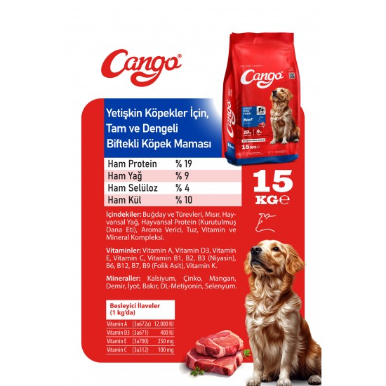 Cango Yetişkin Köpek Maması Etli 15KG Cango Yetişkin Köpek Maması Etli 15KG
