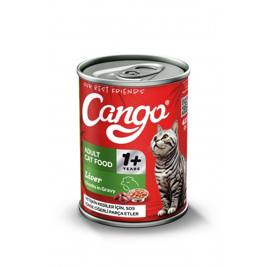 Cango Yetişkin Yaş Kedi Maması Ciğerli 415Gr 24Lü