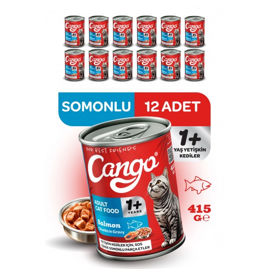 Cango Yetişkin Yaş Kedi Maması Somonlu 415Gr 12Li Cango Yetişkin Yaş Kedi Maması Somonlu 415Gr 12Li