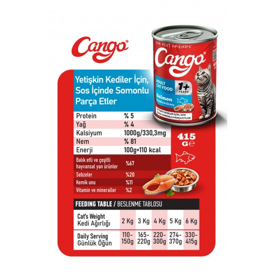 Cango Yetişkin Yaş Kedi Maması Somonlu 415Gr 12Li Cango Yetişkin Yaş Kedi Maması Somonlu 415Gr 12Li