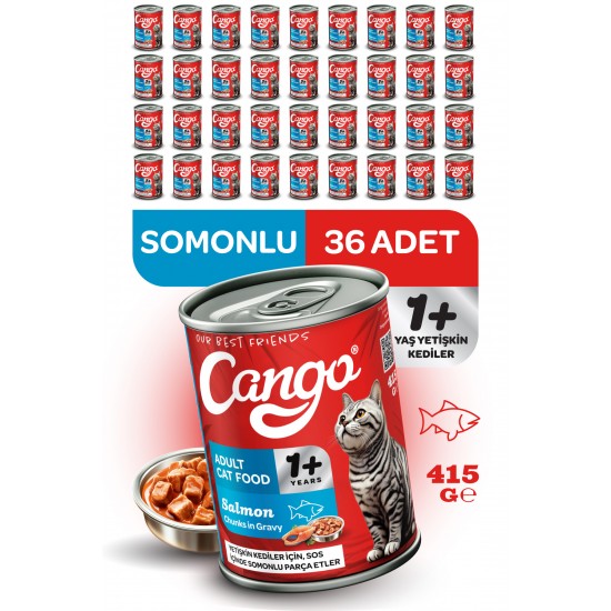 Cango Yetişkin Yaş Kedi Maması Somonlu 415Gr 36Lı Cango Yetişkin Yaş Kedi Maması Somonlu 415Gr 36Lı